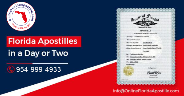 How to get a quick apostille service in Florida? 1 or 2 day apostille service in Florida.